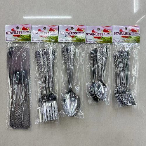 foreign trade hot selling stainless steel tableware low-grade thin 20g knife， fork， spoon， tea spoon 12pc order card wholesale exclusive