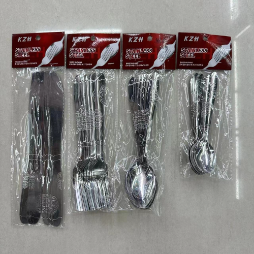 foreign trade hot selling stainless steel tableware low-grade thin 20g knife， fork， spoon， tea spoon 12pc order card wholesale exclusive