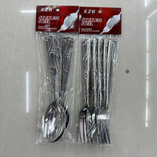 Foreign Trade Hot Selling Stainless Steel Tableware Low-Grade Thin 20G Knife， Fork and Spoon Tea Spoon 12Pc Order Card Wholesale Exclusive