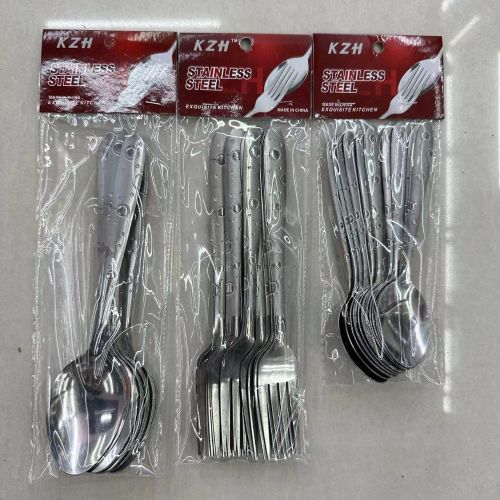 Foreign Trade Hot Selling Stainless Steel Tableware Low-Grade Thin 20G Sandblasting Knife， Fork and Spoon Tea Spoon 12Pc Order Card Wholesale Exclusive