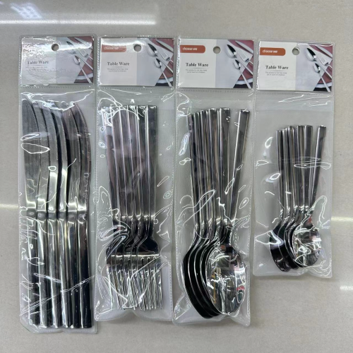 foreign trade hot sale thickened stainless steel tableware km titanium titanium black western food steak knife， fork and spoon tea fork spoon 6pc