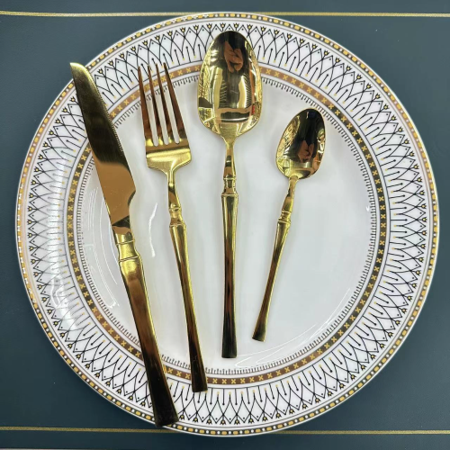 [huilin] foreign trade hot selling stainless steel tableware xr small waist western food steak knife fork spoon tea spoon 6pc