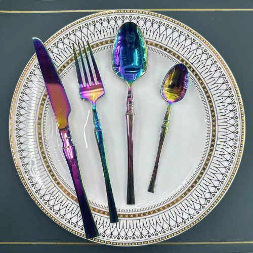 [huilin] foreign trade hot selling stainless steel tableware xr small waist western food steak knife fork spoon tea spoon 6pc