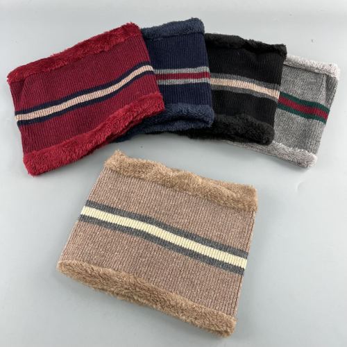 Cross-Border Warm Scarf Thickened Anti-Freezing Scarf Men and Women All-Matching Knitted Burr Bandana Fleece-lined Scarf