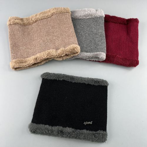 cross-border new arrival winter men‘s and women‘s fleece-lined thickened scarf warm plush solid color simple scarf ear protection cold-proof