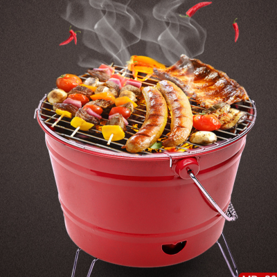 Barbecue Stove Household Charcoal Fire Baking Bucket Outdoor Small Mini Barbecue Grill Portable Outdoor Portable Barbecue Tube
