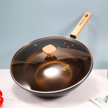 Kangbach Iron Pot Frying Pan 32cm Refined Iron Uncoated Household Flat Bottom Frying Pan