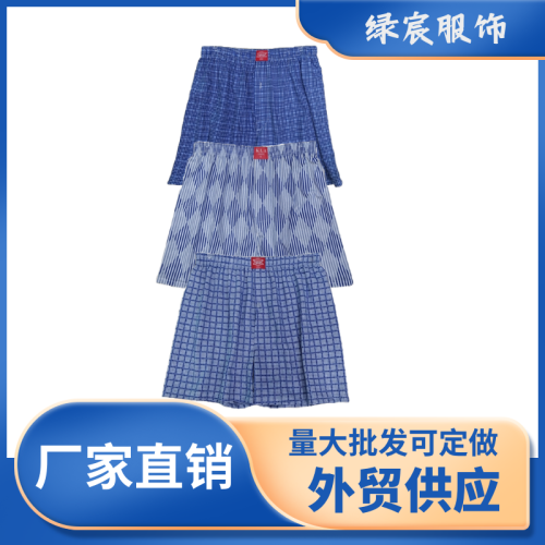 厂家直销多色涤棉格子条纹印花男阿罗短裤男士内平角裤外贸批发