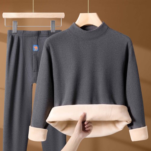 【驼绒巨厚】秋冬季保暖内衣套装半高领男女加绒加厚防寒秋衣秋裤