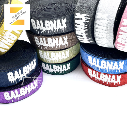 manufacturers recommend new multi-color 4cm spot craft printing printing elastic band polyester gold and silver silk letter hair band