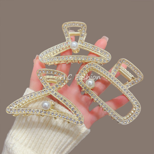 geometric grip alloy grip over rhinestone jewelry shark clip hair accessories barrettes women