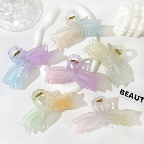 渐变蝴蝶结抓夹女盘发发夹头饰大号鲨鱼夹塑料发爪