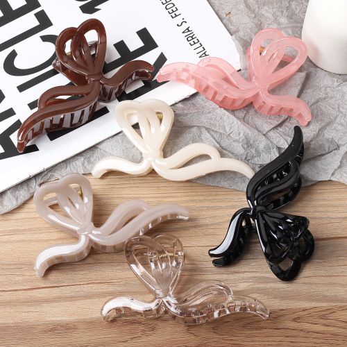 新色系蝴蝶结抓夹大号发夹新款发抓盘发鲨鱼夹子