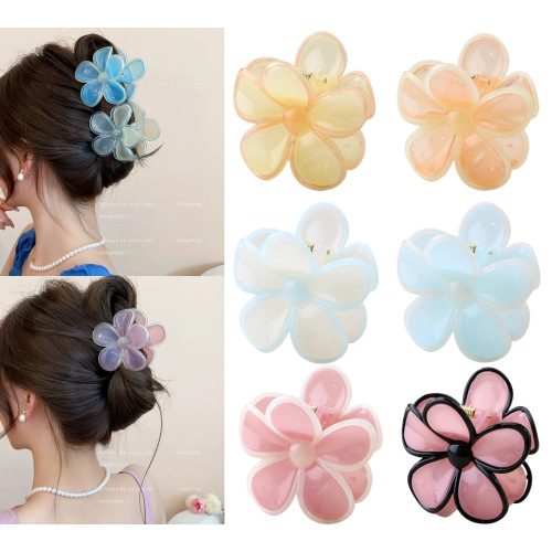 cross-border new arrival plumeria rubra grip spring and summer candy color south korea grip flower hair clips hair accessories headdress