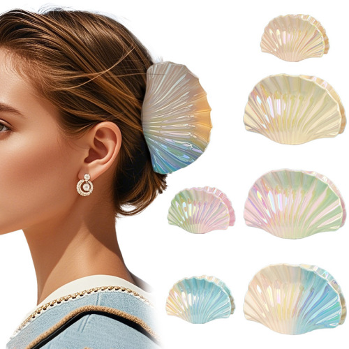 6cm欧美跨境贝壳发夹度假风发饰品夏季海洋风发抓发饰鲨鱼夹
