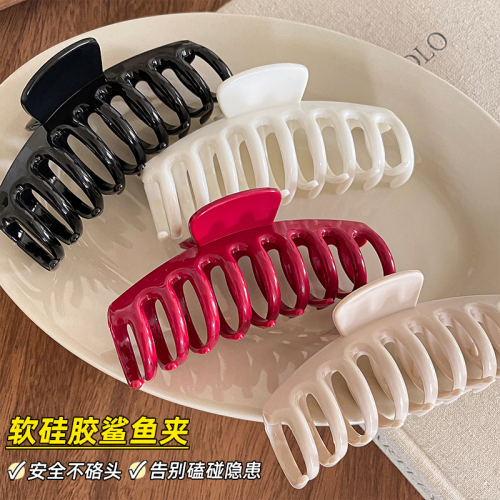 large soft rubber silicone shark clip 2025 new anti-fall not easy to break hair grip silica gel hairpin