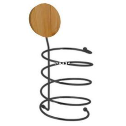 [Mandi Home] Iron Hair Dryer Rack Bamboo Sticky Hook Kitchen Cabinet Hook Multi-Functional Bathroom Hook Punch-Free