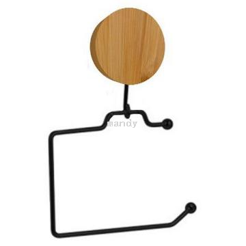 [Mandi Home] Iron Tissue Holder Bamboo Sticky Hook Kitchen Cabinet Hook Multi-Functional Row Hook Bathroom Hook Punch-Free