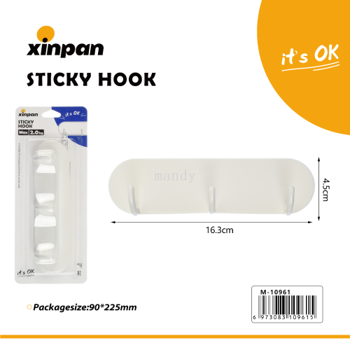 [Mandi Home] Multi Hook Plastic Hook Bathroom Kitchen Hook Sticky Hook Strong Load-Bearing Punch-Free
