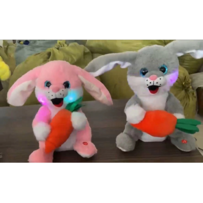With Light Singing Swing Fan Ears Radish Rabbit Plush Infant Soothing Super Cute Music Doll Doll