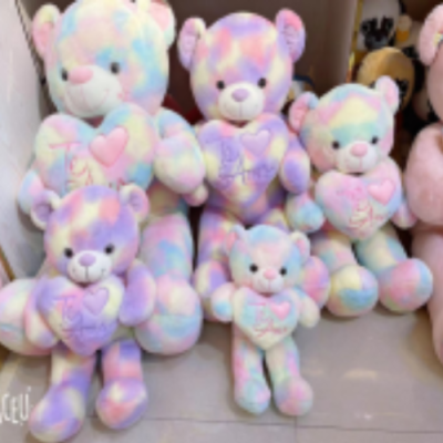 Creative Colorful Bear Plush Toy Large Colorful Teddy Bear Doll Internet Celebrity Valentine's Day for Girls Chinese Valentine's Day Gift