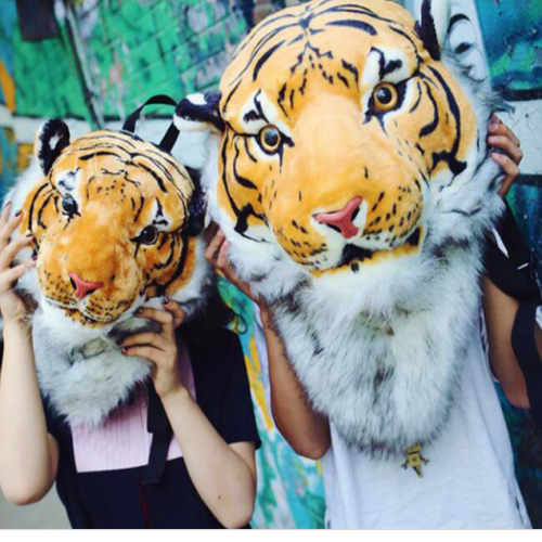 factory direct sales tiger head backpack personality creative trend student couple octopus backpack