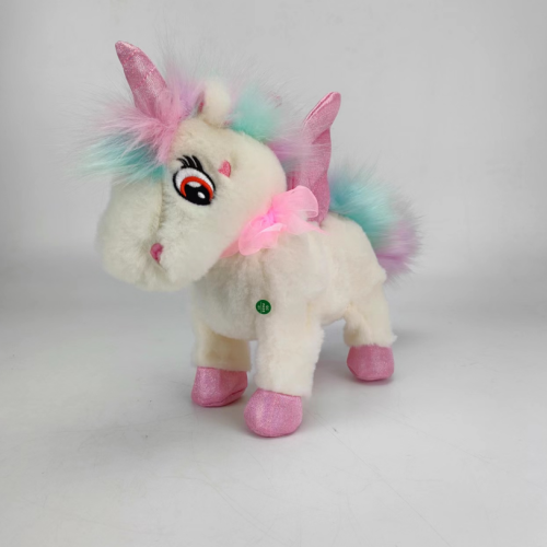 unicorn simulation pet children‘s electronic toy singing + nodding + wagging tail + walking + rope control