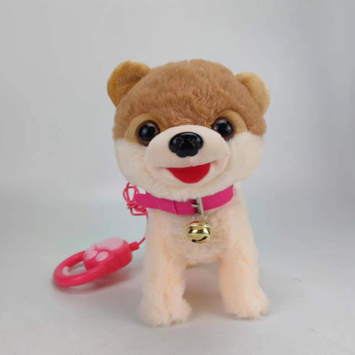 pomeranian simulation pet children‘s electronic toy singing + nodding + wagging tail + walking + rope control