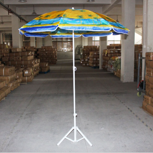 Export Foreign Trade Striped Polyester Silk Beach Umbrella Color Can Turn to Sunshade Advertising Umbrella Outdoor Sun Umbrella