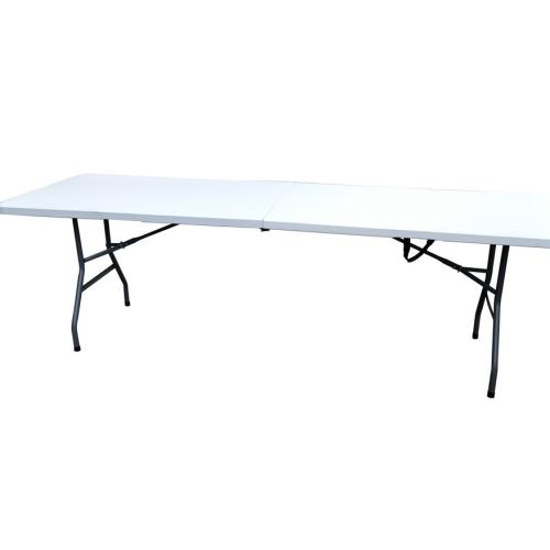 240cm portable white plastic folding table hdpe， outdoor hollow blow molding table， meeting camping long table