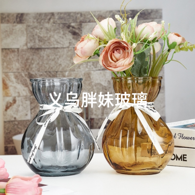 Lucky Bag Minimalist Creative Glass Vase Internet Celebrity Ins Style Transparent Flower Arrangement Water Flower Maker Table Decorative Ornaments