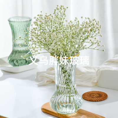 Twill Gold Vase Flower Glass Vase Transparent Desktop Lucky Bamboo Rose Flower Arrangement Hydroponic Living Room Decoration