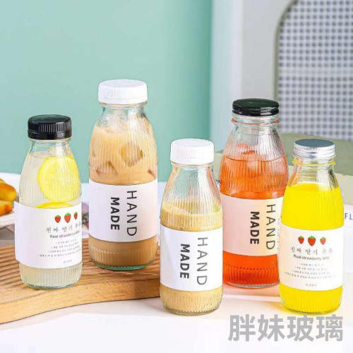 供应300ML透明玻璃酸奶瓶密封巴士牛奶瓶果汁饮料冷泡茶密封瓶