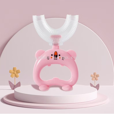 New Children's Toothbrush Mouth Guard Manual in the Mouth U-Shaped Toothbrush Male and Female Baby 2-14 Years Old Silicone Water Toothpick