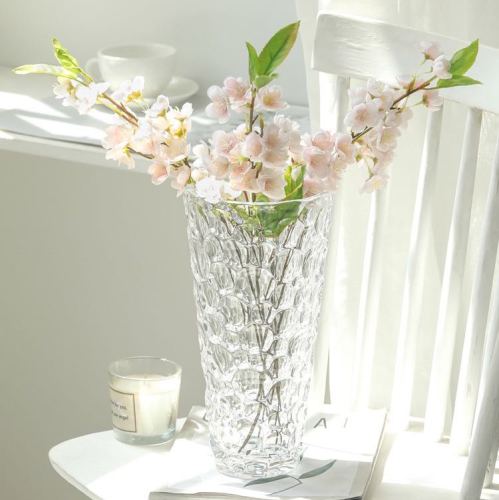 Large Water Cube Vase Crystal Transparent Bright Glass Open Vase Living Room Hydroponic Large Flower Vase