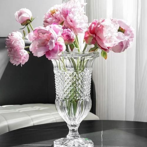 Goblet Diamond Crystal Glass Vase Factory Direct Sales High Quality Crystal Glass Vase
