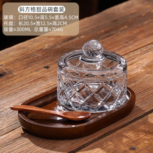new creative high-looking internet celebrity round gss dessert bowl with lid refreshments afternoon tableware sucrier refreshments