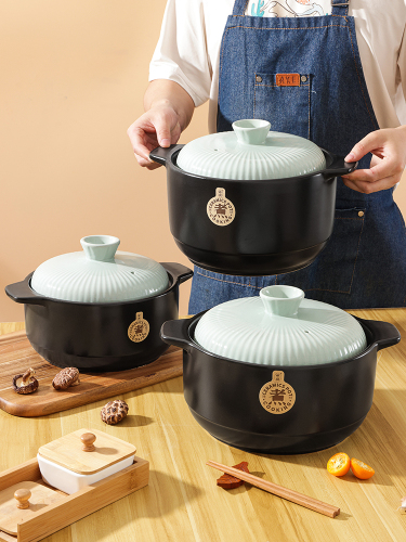 日式砂锅煲家用耐高温干烧不裂陶瓷煲汤砂锅燃气灶专用煲仔饭汤锅