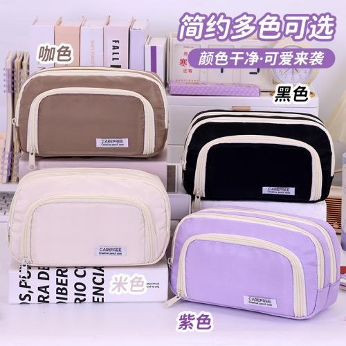 大容量简约日系笔袋2025新款文具盒女小学生初中生高中铅笔盒ins