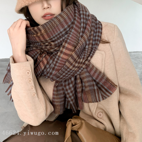 Export Scarf Wholesale E-Commerce Live Supply Chain Supply Barbed French Retro Plaid Scarf Spot Scarf
