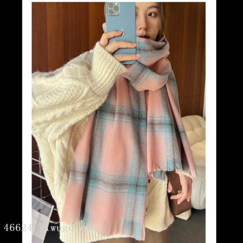 Export Scarf Wholesale E-Commerce Live Supply Chain Supply Barbed Korean Style Gradient Square Plaid Scarf Spot Scarf
