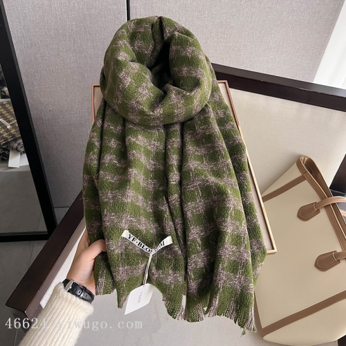 2024 winter new houndstooth cashmere scarf for women all-matching long warm couple retro shawl scarf for men fashion