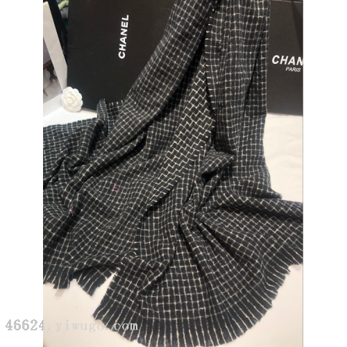 export scarf wholesale e-commerce 42 chanel style series silver silk invisible wave plaid scarf order