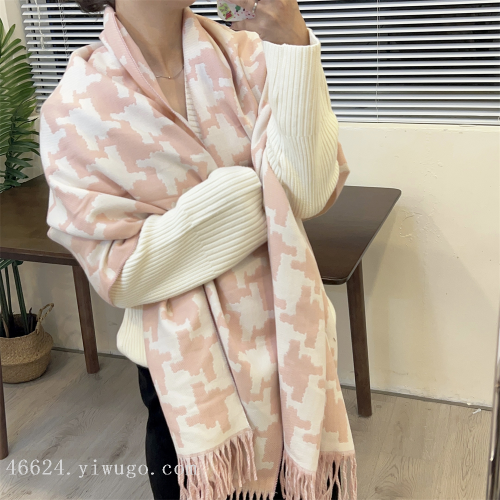 export scarf wholesale 67 core-spun yarn series double-sided houndstooth scarf new products in stock e-commerce supply