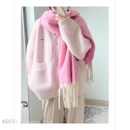 export scarf wholesale e-commerce new 88 cotton candy series beige plain thick beard cotton candy single color thick beard