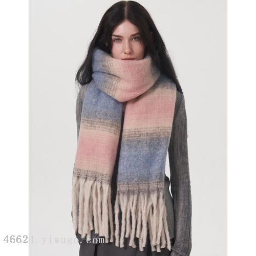 export scarf wholesale e-commerce supply 81 gradient horizontal stripe thick scarf live supply new