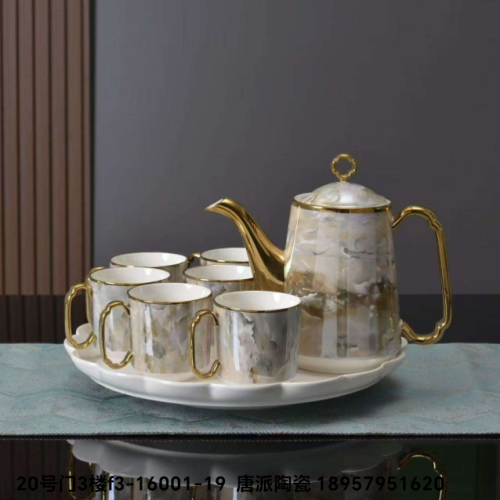 陶瓷水具咖啡具套装早餐杯花茶杯杯手柄杯礼品定制咖啡套装陶瓷杯