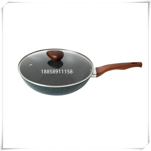 [Hot Selling in Foreign Trade] Aluminum Pan Imitation Die Casting Wok inside and outside Marble Coating Non-Stick Pan Aluminum Pan Frying Pan Large Batch