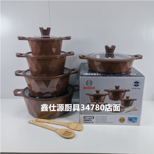 pan die-casting pot set non-stick pan cookware granite marble pot set kitchen supplies household cookware wholesale in large quantities