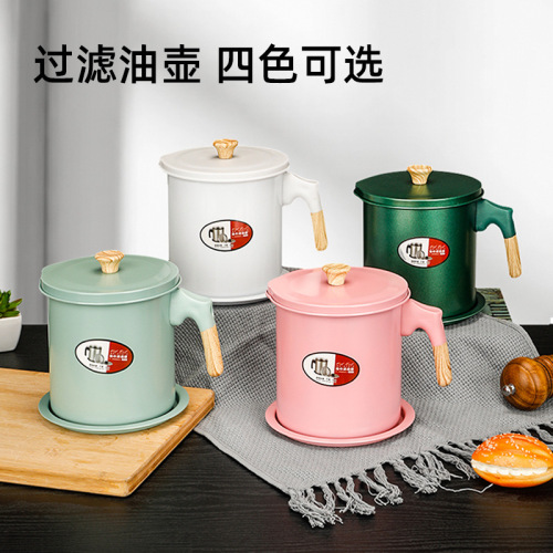 new macaron color oil strainer jug household japanese style oil separating kernel oil filter oil storage tank large capacity stainless steel screen filter
